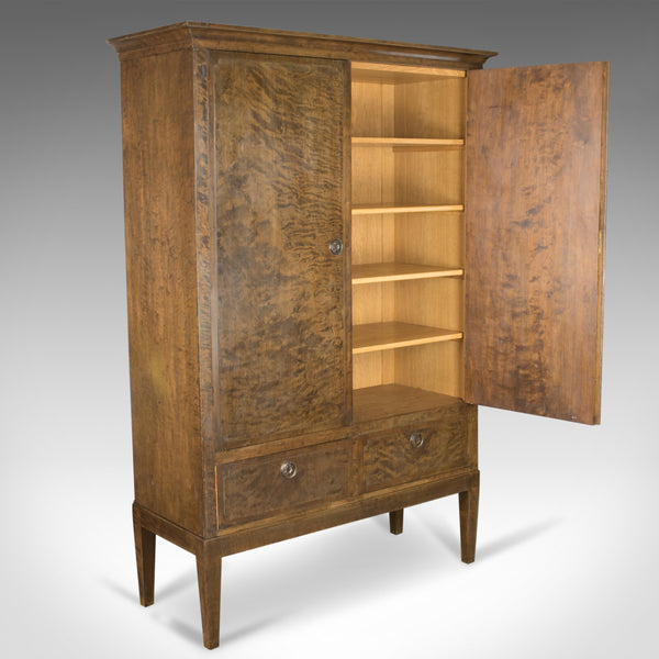 Vintage 1940's Swedish Wardrobe, AB Br Miller, Art Deco Press Cupboard, Walnut - London Fine Antiques