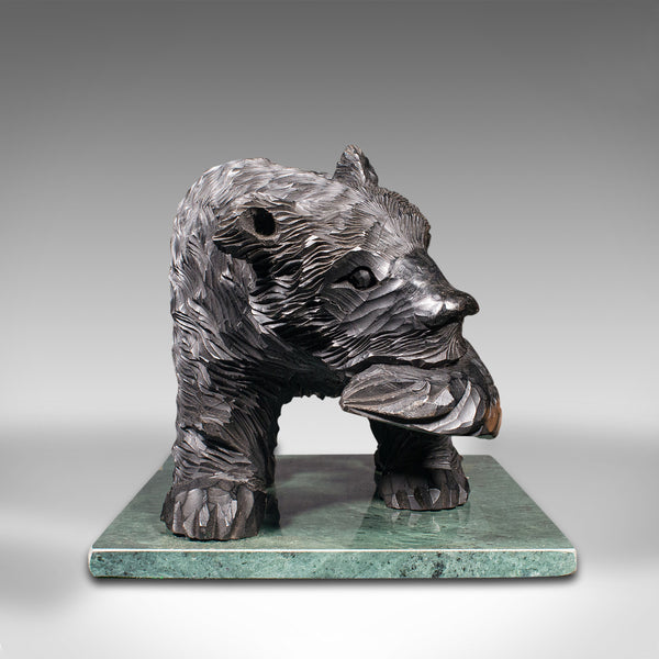 Antique Decorative Bear Figure, Japanese, Carved Cedar, Kibori Kuma, Folk Art