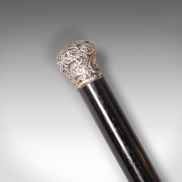 Antique Dandy’s Walking Cane, English, Stick, Ebonised, Victorian, 1889 Hallmark