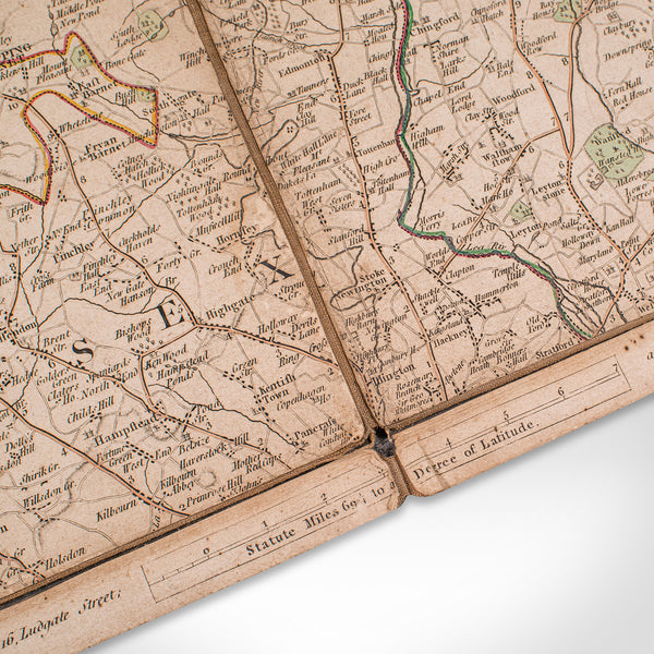 Antique Folding London Map, English, Cartography, Historic, Georgian, Dated 1783