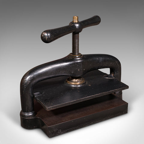 Antique Tabletop Flower Press, English, Cast Iron, Rotary, Book, Victorian, 1850