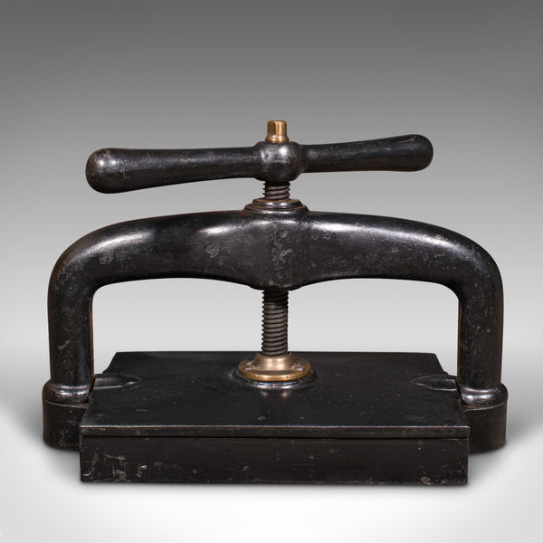 Antique Tabletop Flower Press, English, Cast Iron, Rotary, Book, Victorian, 1850