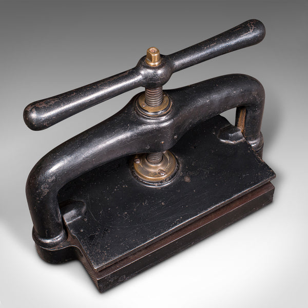 Antique Tabletop Flower Press, English, Cast Iron, Rotary, Book, Victorian, 1850