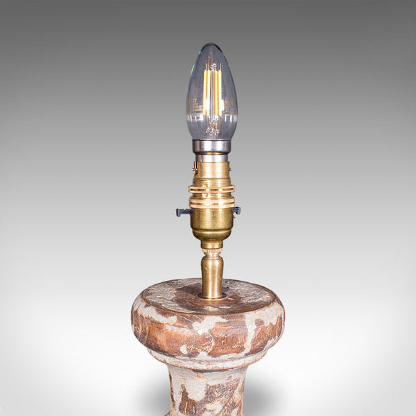 Pair of Antique Lamp Bases, English, Painted Pine Electric Light, Late Victorian