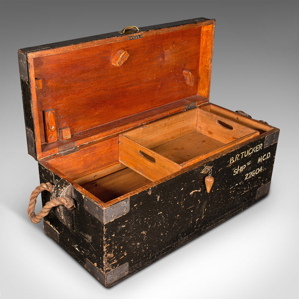 Vintage Shipwright's Tool Chest, English, Cedar, Pine, Craftsman's Trunk, C.1940
