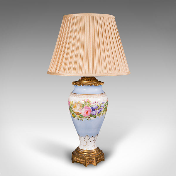 Vintage Cafe Lamp, French, Ceramic, Gilt Metal, Decorative Table Light, C.1930