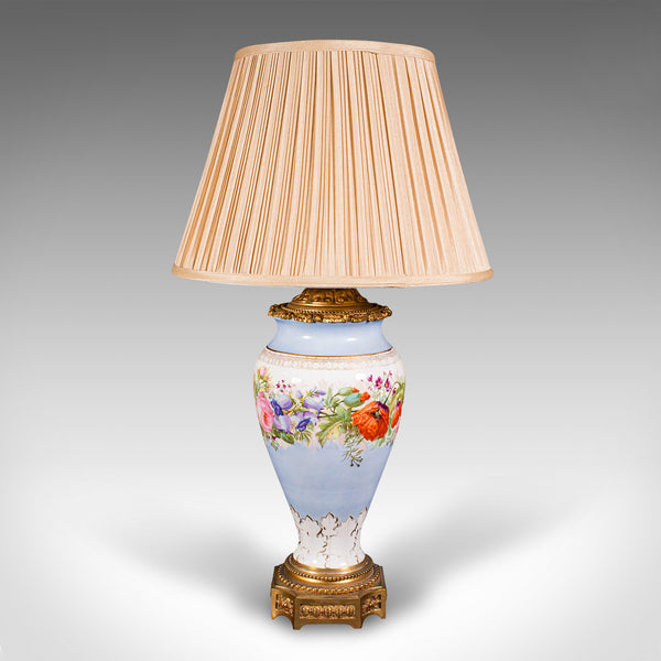 Vintage Cafe Lamp, French, Ceramic, Gilt Metal, Decorative Table Light, C.1930