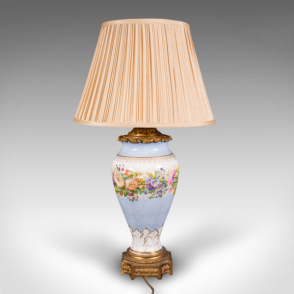 Vintage Cafe Lamp, French, Ceramic, Gilt Metal, Decorative Table Light, C.1930