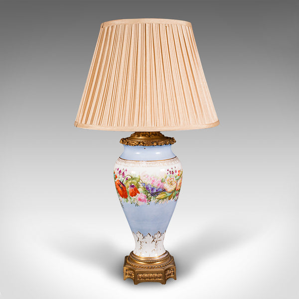 Vintage Cafe Lamp, French, Ceramic, Gilt Metal, Decorative Table Light, C.1930