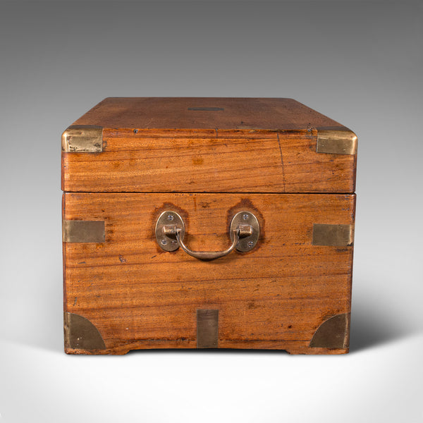 Antique Campaign Chest, English, Camphorwood Storage Box, Trunk, Victorian, 1850