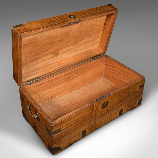 Antique Campaign Chest, English, Camphorwood Storage Box, Trunk, Victorian, 1850