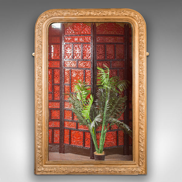Antique Wall Mirror, French, Gilt Frame, Overmantle, Original Glass, Victorian