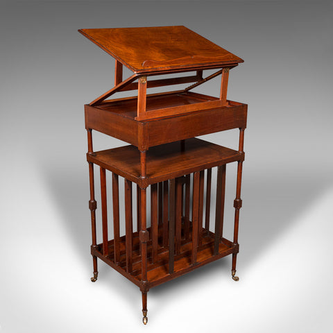 Antique Canterbury Reading Table, English, Walnut, Lectern, Orator, Regency