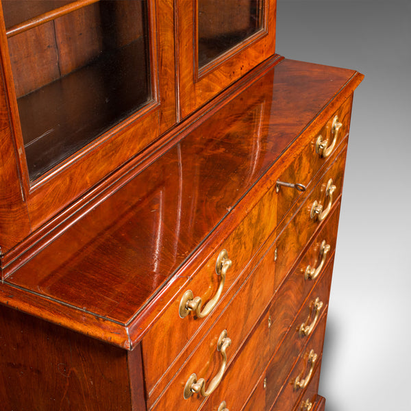 Antique Author's Chest, English, Secretaire Cabinet, Glazed Bookcase, Georgian