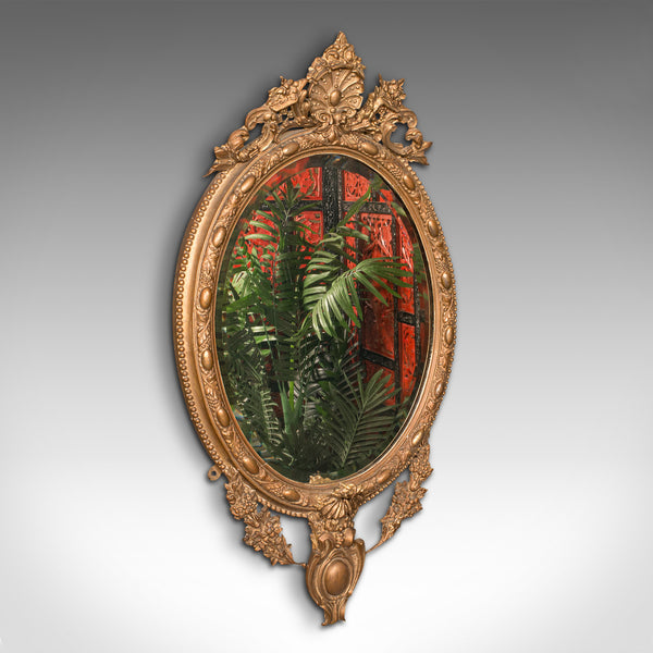 Antique Ornate Wall Mirror, French, Gilt Gesso, Bevelled Glass, Victorian, 1900