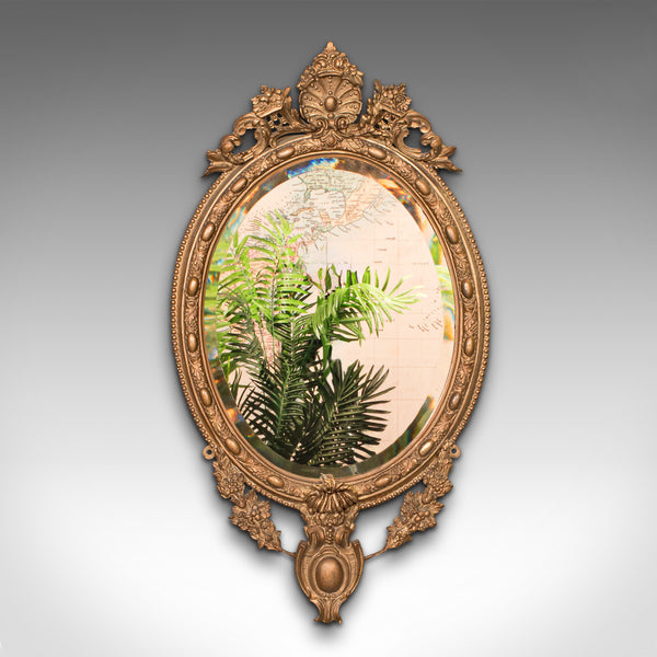 Antique Ornate Wall Mirror, French, Gilt Gesso, Bevelled Glass, Victorian, 1900