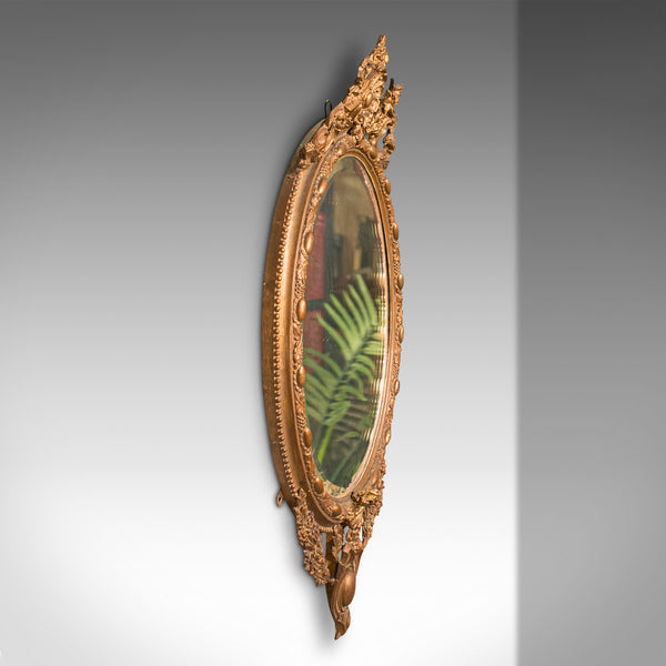 Antique Ornate Wall Mirror, French, Gilt Gesso, Bevelled Glass, Victorian, 1900