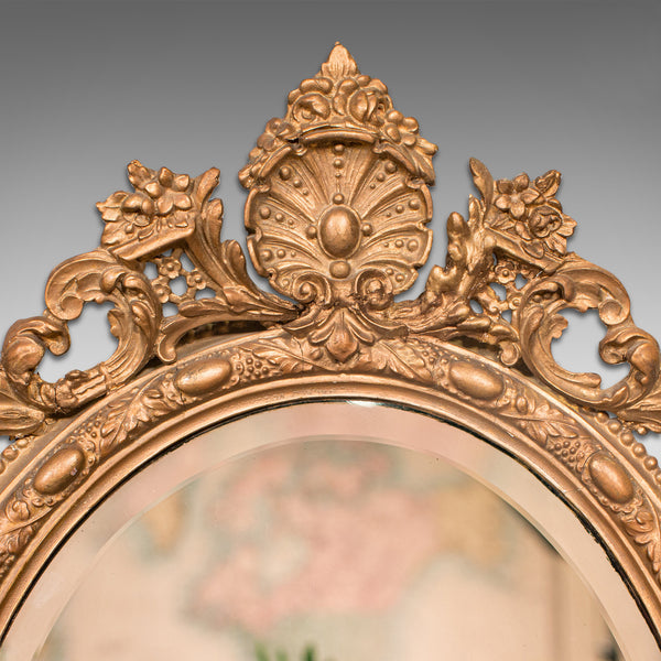 Antique Ornate Wall Mirror, French, Gilt Gesso, Bevelled Glass, Victorian, 1900