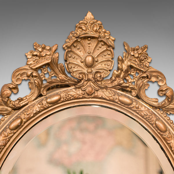 Antique Ornate Wall Mirror, French, Gilt Gesso, Bevelled Glass, Victorian, 1900