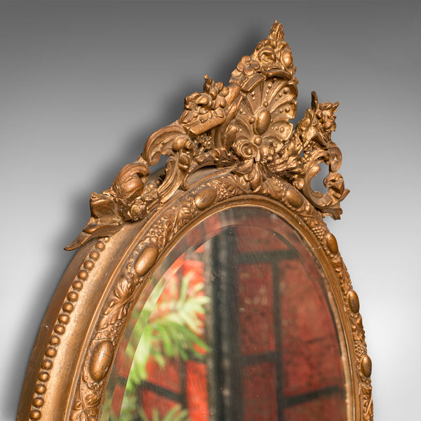 Antique Ornate Wall Mirror, French, Gilt Gesso, Bevelled Glass, Victorian, 1900