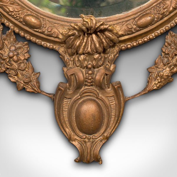 Antique Ornate Wall Mirror, French, Gilt Gesso, Bevelled Glass, Victorian, 1900