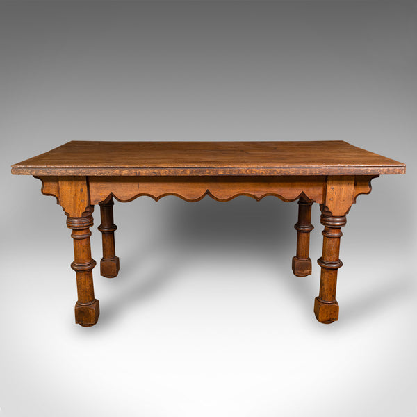 Antique Kitchen Dining Table, Scottish, Oak, 4-6 Seat, Gothic Revival, Victorian