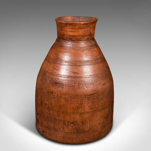 Set of 3 Antique Tribal Vases, Indian, Hardwood, Rustic, Jars, Urns, Victorian