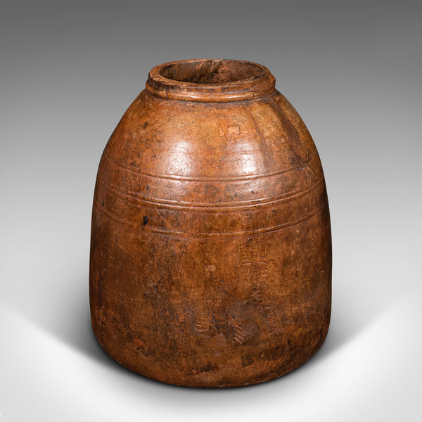 Set of 3 Antique Tribal Vases, Indian, Hardwood, Rustic, Jars, Urns, Victorian