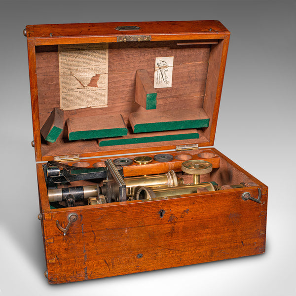 Antique Cased Microscope, English, Scientific Instrument, J Swift, Victorian