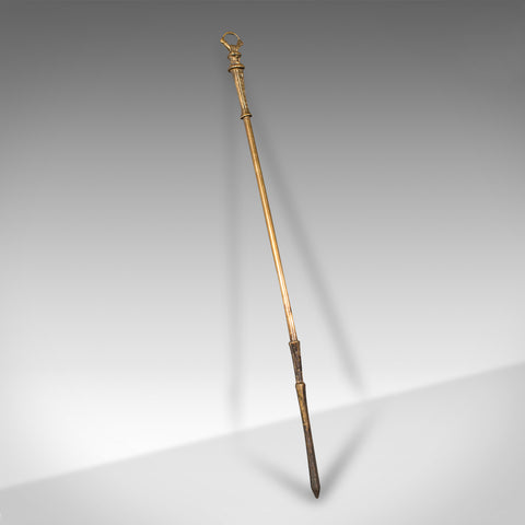 Antique Fireplace Poker, English, Brass, Decorative Fire Tool, Victorian, C.1850