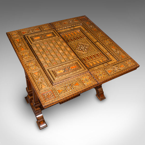 Antique Combination Games Table, Middle Eastern, Chess, Backgammon, Victorian
