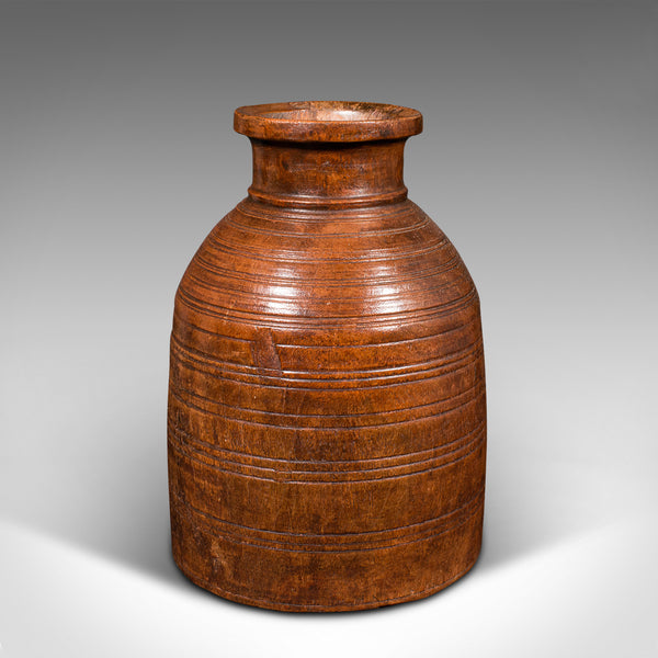 Trio Of Antique Tribal Vases, Indian, Hardwood, Accent Jar, Rustic, Victorian