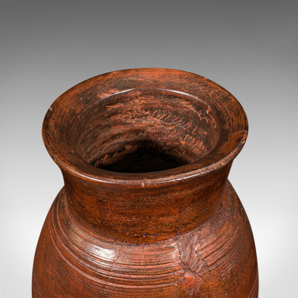 Trio Of Antique Tribal Vases, Indian, Hardwood, Accent Jar, Rustic, Victorian