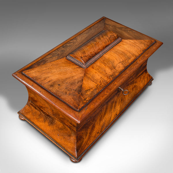 Antique Drawing Room Tea Caddy, English, Flame, Sarcophagus, Regency, Circa 1820