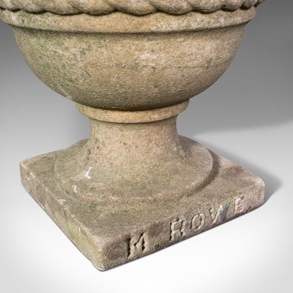 Small Antique Planting Urn, English, Weathered Marble, Jardiniere, Victorian