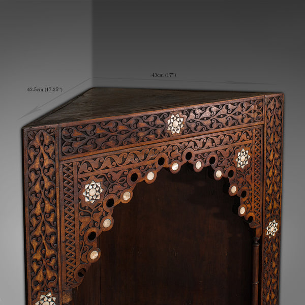 Antique Corner Display Stand, Open Shelf Cabinet, Moorish Taste, Victorian, 1900
