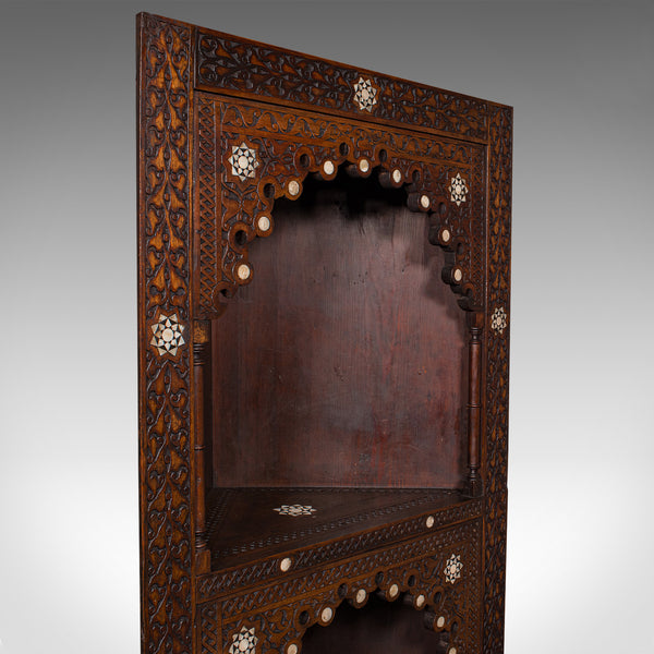 Antique Corner Display Stand, Open Shelf Cabinet, Moorish Taste, Victorian, 1900