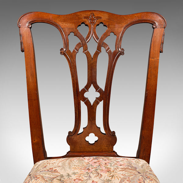 6 Antique Dining Room Chairs, English, Walnut, After Chippendale, Georgian, 1800