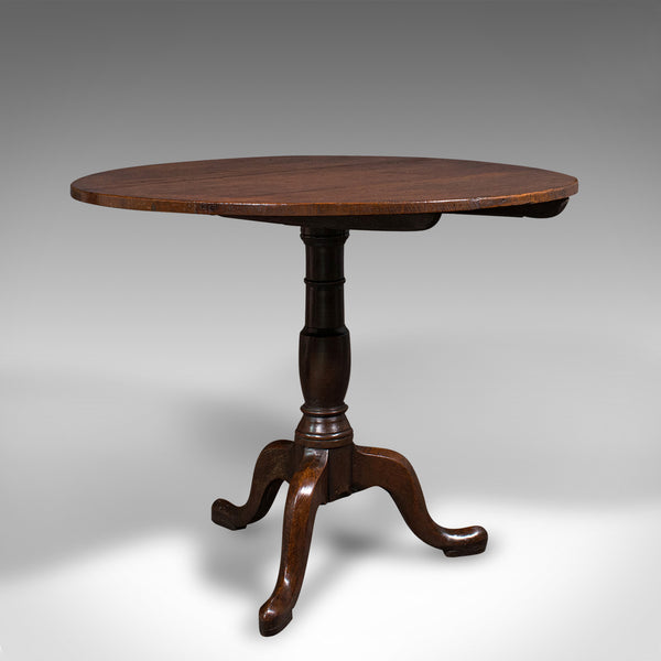 Antique Tilt Top Occasional Table, English, Oak, Side, Lamp, Georgian, C.1780