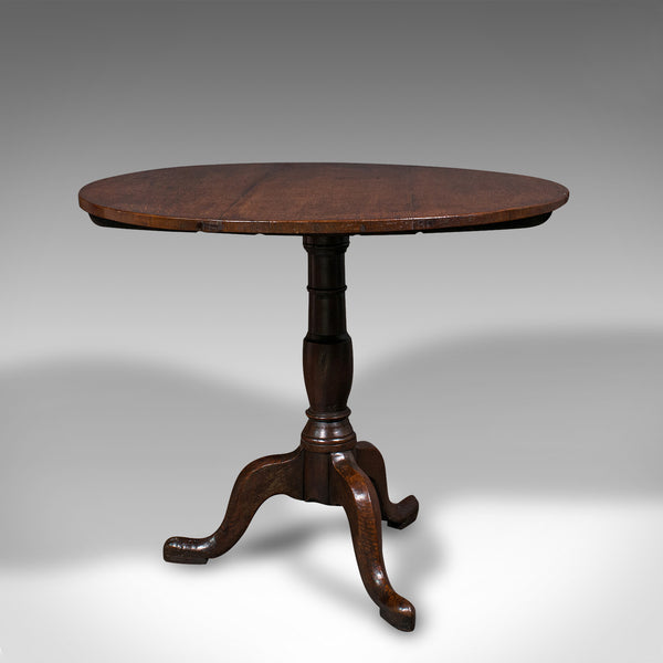 Antique Tilt Top Occasional Table, English, Oak, Side, Lamp, Georgian, C.1780