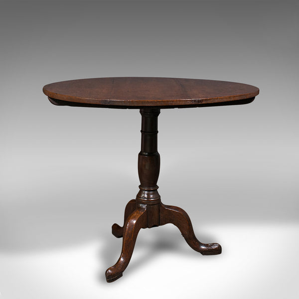 Antique Tilt Top Occasional Table, English, Oak, Side, Lamp, Georgian, C.1780
