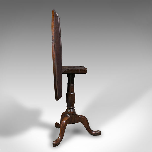 Antique Tilt Top Occasional Table, English, Oak, Side, Lamp, Georgian, C.1780