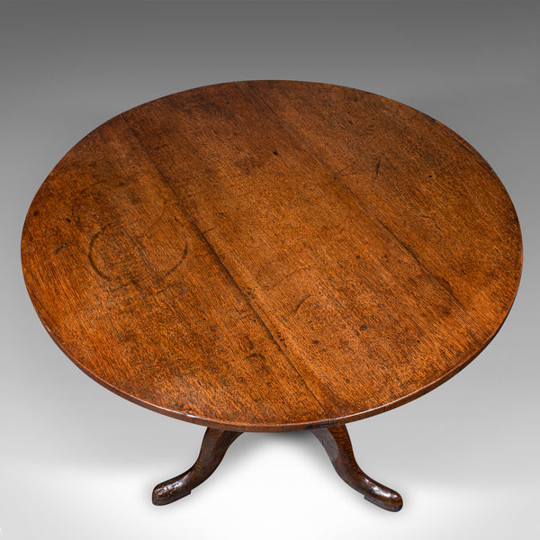 Antique Tilt Top Occasional Table, English, Oak, Side, Lamp, Georgian, C.1780