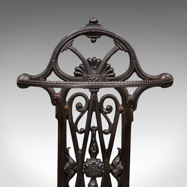 Antique Demi Lune Umbrella Rack, English, Cast Iron, Hallway Stand, Victorian