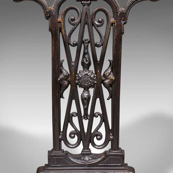 Antique Demi Lune Umbrella Rack, English, Cast Iron, Hallway Stand, Victorian