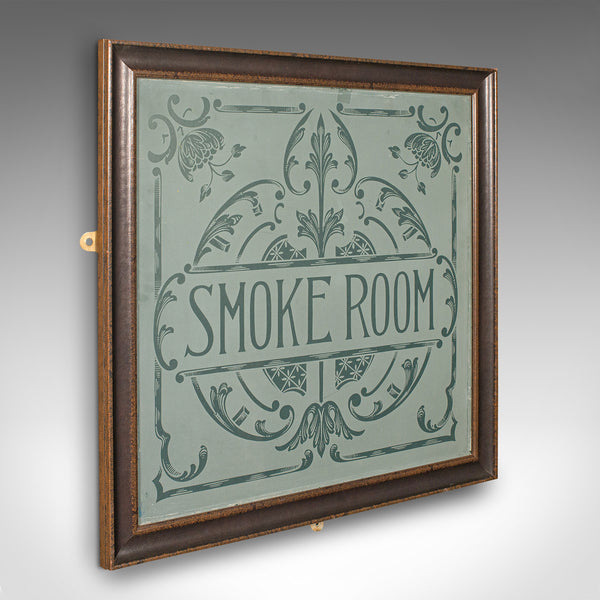 Antique Ship's Smoke Room Sign, English, Leather Frame, Decorative, Victorian