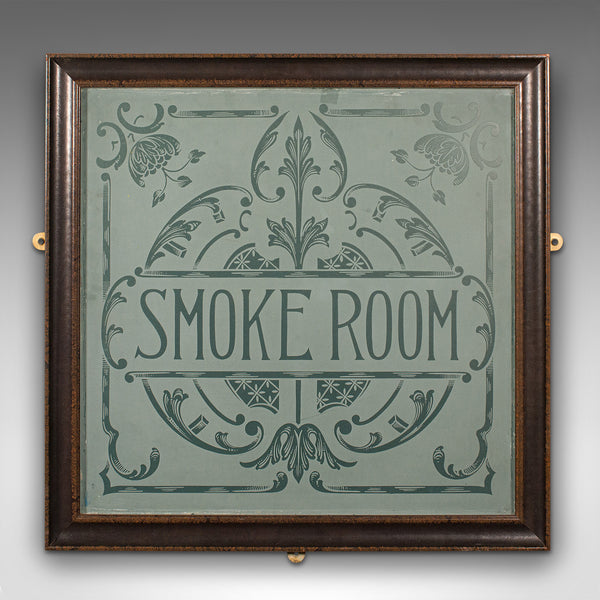 Antique Ship's Smoke Room Sign, English, Leather Frame, Decorative, Victorian