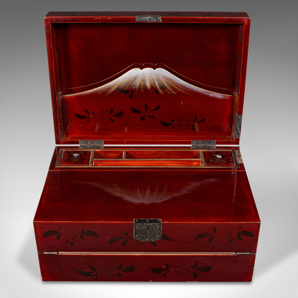 Vintage Cleric's Writing Slope, Japanese, Lacquer, Correspondence Box, Art Deco
