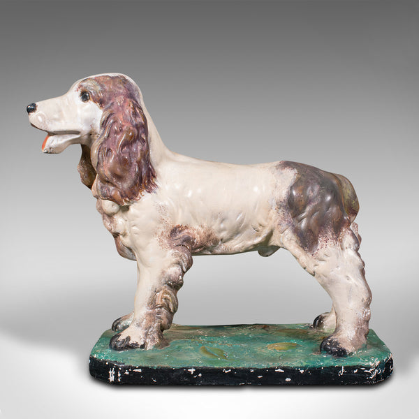 Large Antique Cocker Spaniel Figure, English, Plaster, Dog Statue, Edwardian