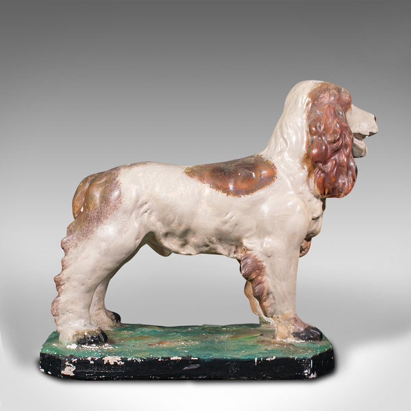 Large Antique Cocker Spaniel Figure, English, Plaster, Dog Statue, Edwardian